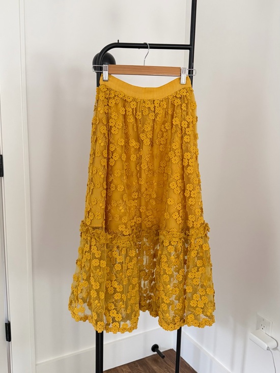 French Connection Dresses & Skirts - French Connection Mustard Yellow Floral Lace Maxi Skirt